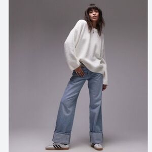Topshop Knitted Boxy Fluffy Knit Jumper In Snow S NWT